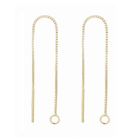 Sterling Sølv 925 Box Ørekæde Med Øje – Forgyldt (70mm) - Uniq Perler - 13852