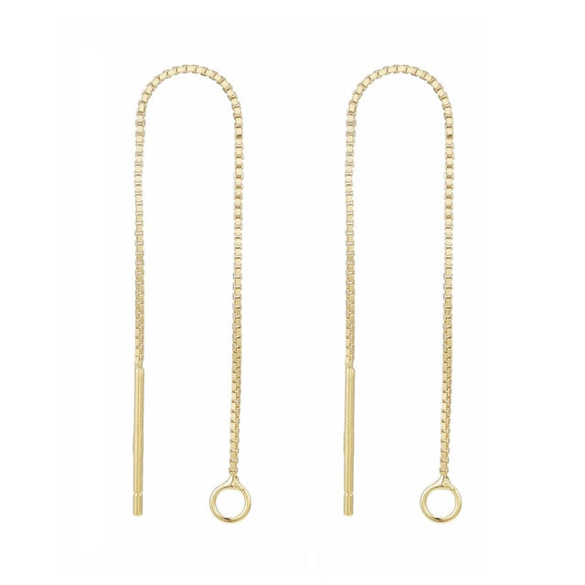 Sterling Sølv 925 Box Ørekæde Med Øje – Forgyldt (70mm) - Uniq Perler - 13852