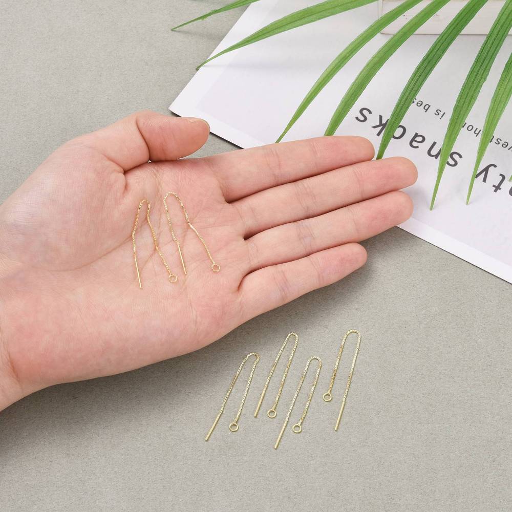 Sterling Sølv 925 Box Ørekæde Med Øje – Forgyldt (70mm) - Uniq Perler - 13852