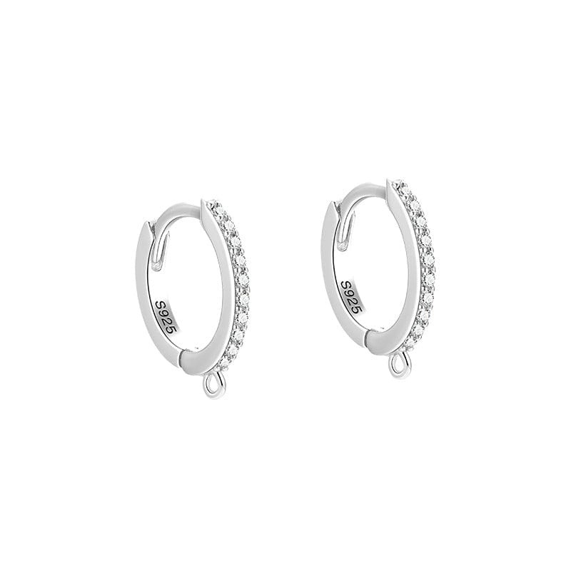 Sterling Sølv 925 Creoler - Med Klare Zirkonia Sten (11,5x9,5x1,2mm) - Uniq Perler - 45678