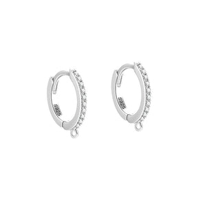 Sterling Silver 925 Creoler - Med Klara Zirkonia Stenar (11,5x9,5x1,2mm) - Uniq Perler - 45678
