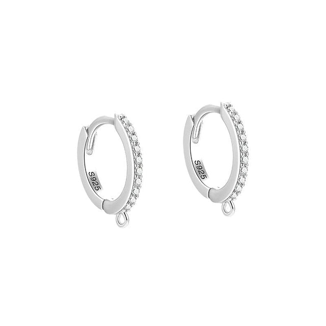 Sterling Sølv 925 Creoler - Med Klare Zirkonia Sten (11,5x9,5x1,2mm) - Uniq Perler - 45678