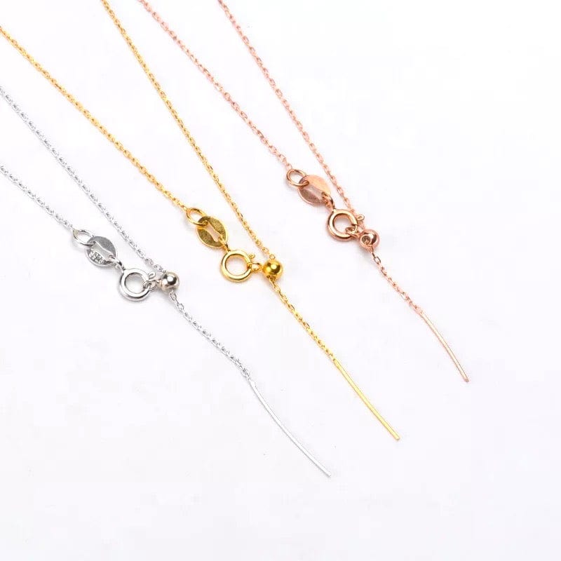 Sterling Sølv 925 Halskæde – Forgyldt, Regulerbar (45cm) - Uniq Perler - 123234