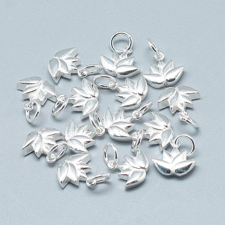 Sterling Sølv 925 Lotus Vedhæng, 10x11x3mm - Uniq Perler - 0000013851