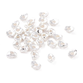 Sterling Silver 925 Nuggets, 4x3x2mm, 10 pcs - Uniq Perler - 0000013841