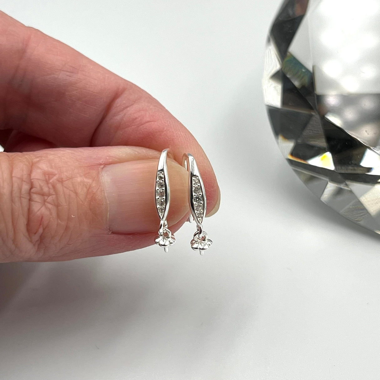 Sterling Sølv 925 Ørekrog Med Zirkonia Sten Til Topboret Perler - Uniq Perler - 7895432