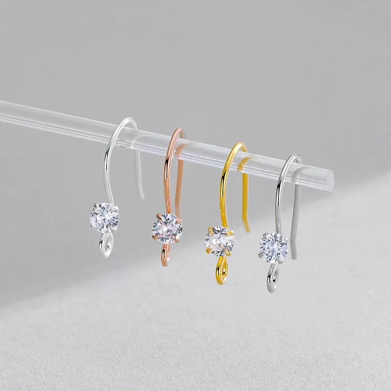 Sterling Sølv 925 Ørekroge Med Klar Zirkonia Sten - Uniq Perler - 614291