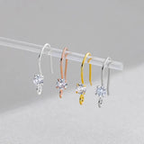 Sterling Sølv 925 Ørekroge Med Klar Zirkonia Sten - Uniq Perler - 614291