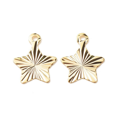 Stjerne Vedhæng Med Mønster, 24K Langtidsholdbar Forgyldning, 12x10mm, 10 Stk - Uniq Perler - 4364574354