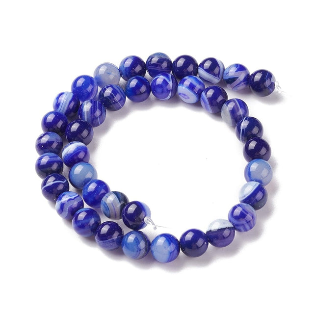 Stribe Agat Perler – Blå (10mm) - Uniq Perler - 00786785676