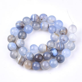 Stripe Agate Beads – Sky Blue (10mm) - Uniq Perler - 94742