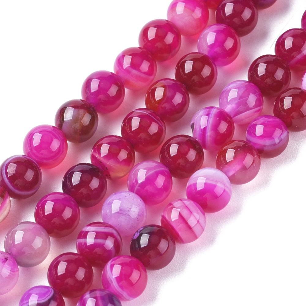 Stribe Agat Perler – Pink (10mm) - Uniq Perler - 790843