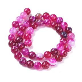 Strip Agate Beads – Pink (8mm) - Uniq Perler - 889842
