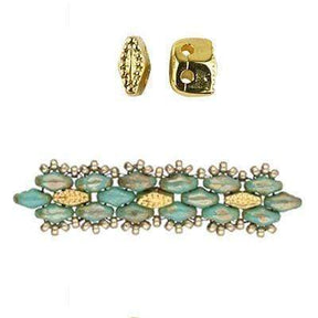 Super Duo Metal Beads With Pattern – 24K Gold-plated (10 pcs) - Uniq Perler - 97567456354
