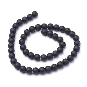 Syntetisk Blackstone – Svart, Frostad (10mm) - Uniq Perler - 6019
