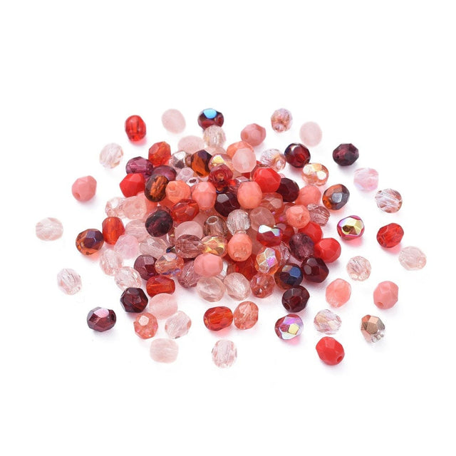 Tjekkisk Krystal Glasperler, Rødt Mix, Ca. 3mm, 100 Stk - Uniq Perler - 274747373