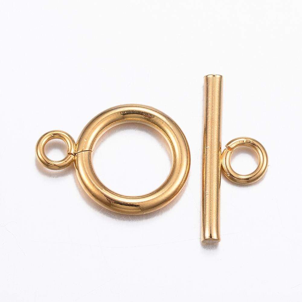 Toggle Lås, 18K Forgyldt Stål, (18 mm) - Uniq Perler - 928388