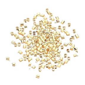 Tube Klemmeperler - 18K Forgyldt Messing (2mm, ca. 25 stk) - Uniq Perler - 679746