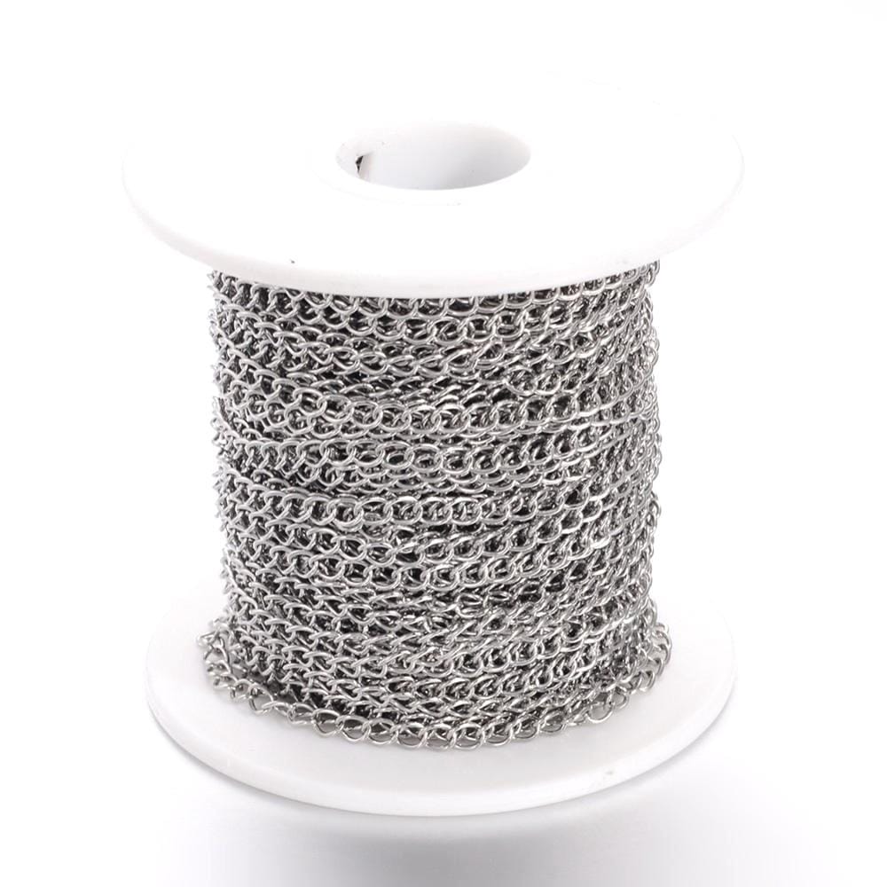 Tvistet Stål Kæde - (4x3x0,5mm) - Uniq Perler - 642783