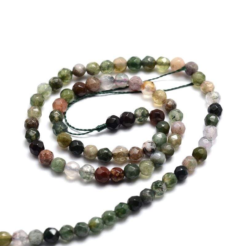 Uniq Perler  3-4 / Mix/grøn 4 mm Facetteret Indian Agat perler