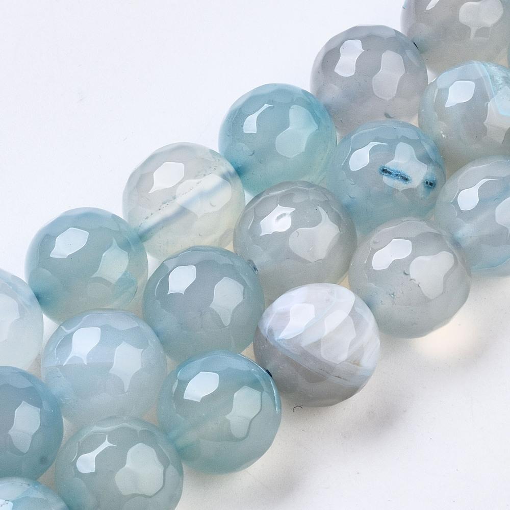Uniq Perler agat 14 mm facetteret agat perler, himmelblå