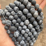 Uniq Perler Ass. perler og sten 10 mm Snowflake Obsidian perler