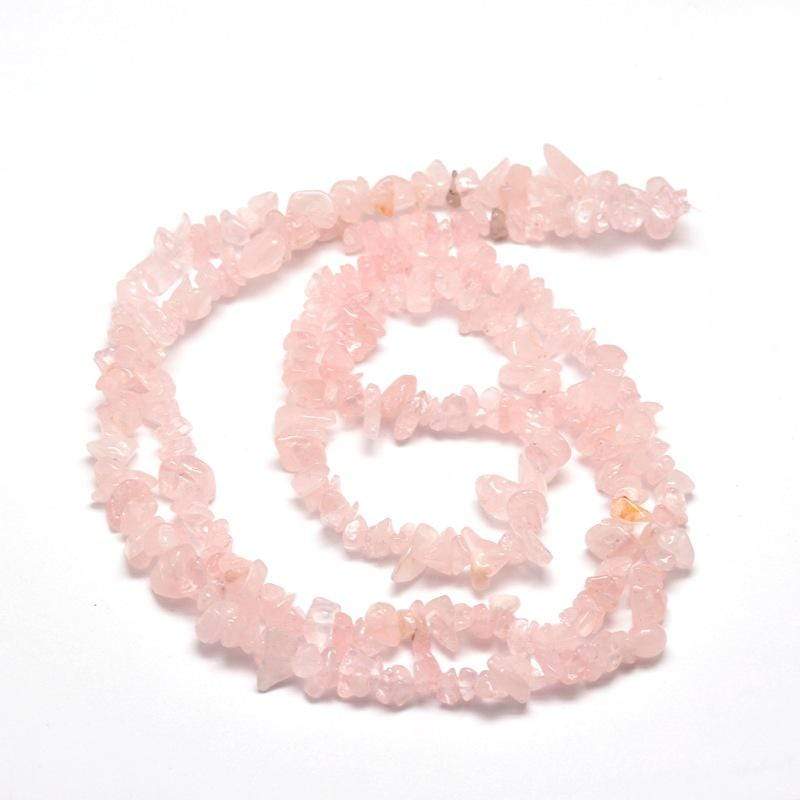 Uniq Perler Ass. perler og sten Rosa kvarts nuggets/chips str 5-8 mm