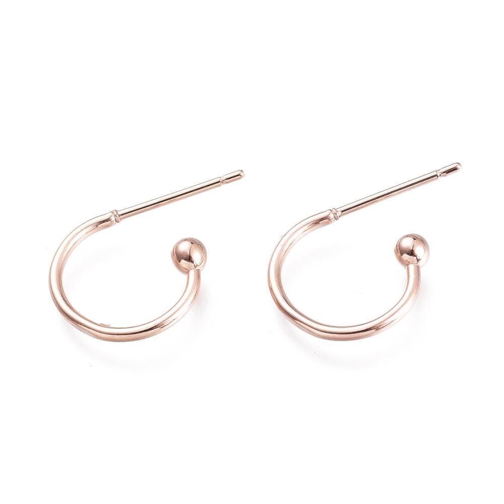 Half Creoles With Ball, Steel, Rose Gold, 13x15mm