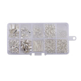 Gjør-det-selv-boks med forskjellige sølvbelagte deler til smykkekreasjoner