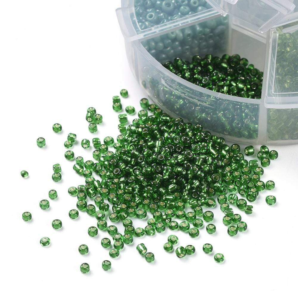 Uniq Perler DIY SÆT Rondel med 2 mm seed beads, Grøn, ca 3960 perler