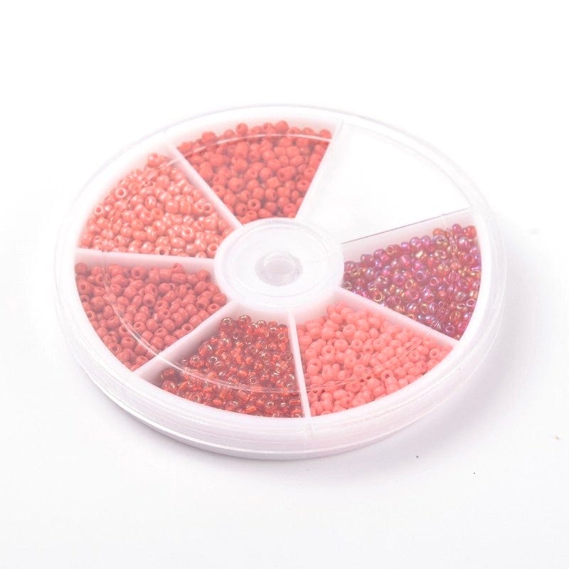 Uniq Perler DIY SÆT Rondel med 2 mm seed beads, rød, ca 2100 perler