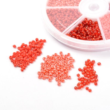 Uniq Perler DIY SÆT Rondel med 2 mm seed beads, rød, ca 2100 perler
