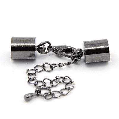 Uniq Perler Endestykker Gun metal endestykker med lås og kæde. (hul 5 mm)