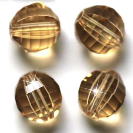 Uniq Perler Enkelt perler og sæt 10 mm facetteret krystal perle, rav farve, 10 stk.t