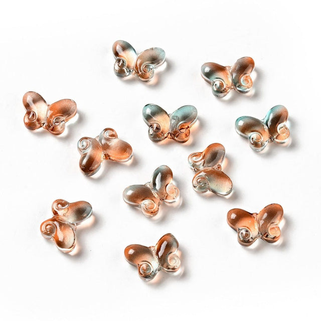 Uniq Perler Enkelt perler og sæt 10 stk orange glas sommerfugle 10x14 mm