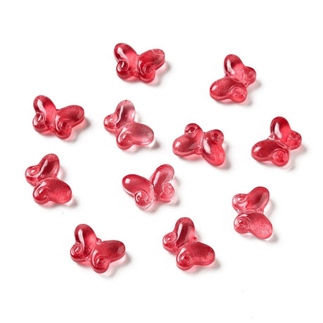 Uniq Perler Enkelt perler og sæt 10 stk røde glas sommerfugle 10x14 mm