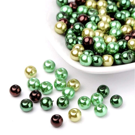 Uniq Perler Enkelt perler og sæt 400 stk. 4 mm glas perler i grønne mix farver