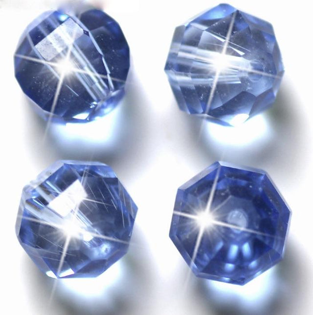 Uniq Perler Enkelt perler og sæt 6 mm facetteret krystal perle, blå, 10 stk.