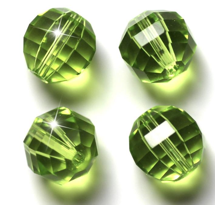 Uniq Perler Enkelt perler og sæt 6 mm facetteret krystal perle, grøn, 10 stk.