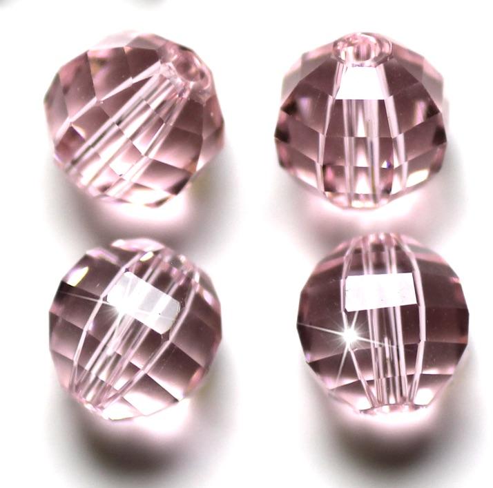 Uniq Perler Enkelt perler og sæt 6 mm facetteret krystal perle, rosa, 10 stk.