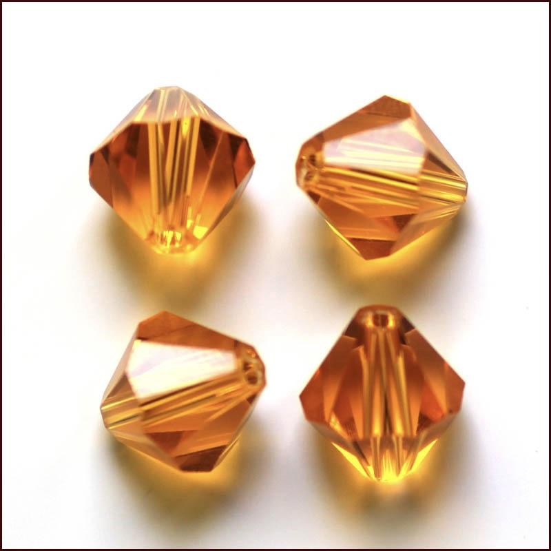 Krystallperler, østerriksk krystall, oransje, bicone, 3x3mm, 10 stk