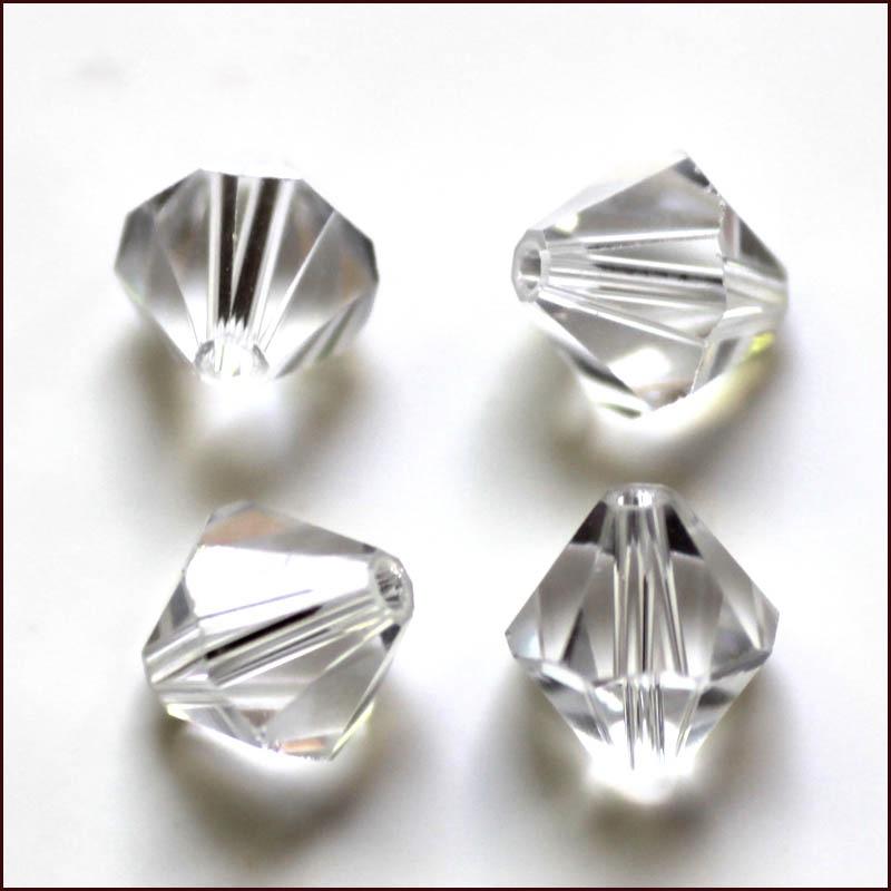 Krystallperler, østerriksk krystall, klar, bicone, klasse AAA, 3x3 mm, 10 stk.