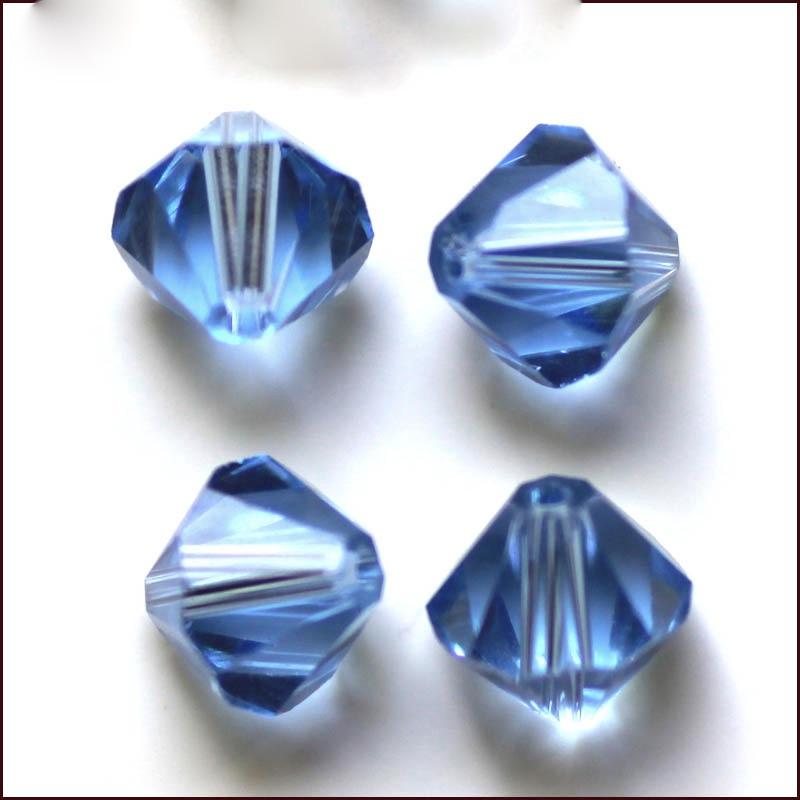 Krystal Perler, Austrian Crystal, Blå, Bicone, Grade AAA, 3x3mm, 10 Stk