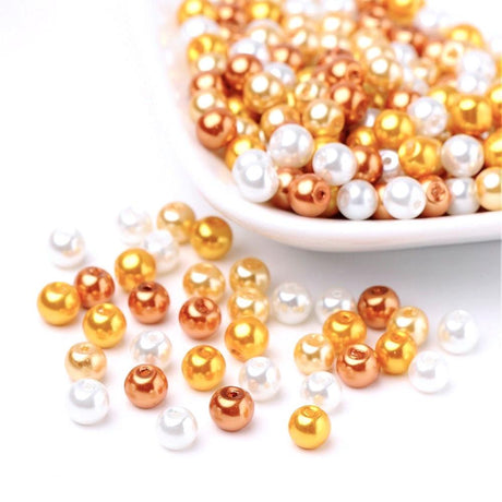 Uniq Perler Enkelt perler og sæt ca. 200 stk. 6 mm glas perler i mix farver