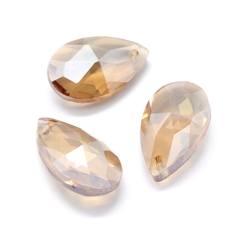 Faceted Drop, Champagne, 22x13mm