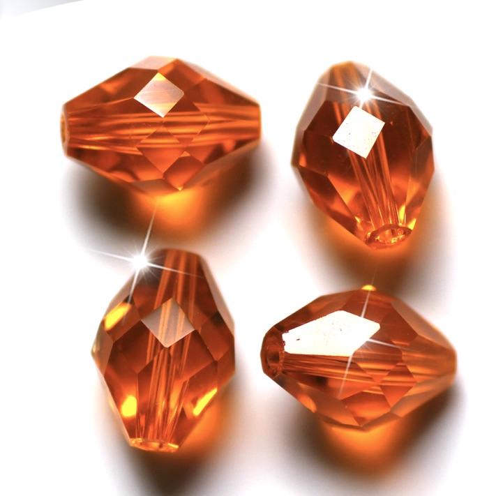 Crystal Pearls, Österrikisk kristall, orange, bikoner, klass AAA, 6x9,5 mm, 10 st