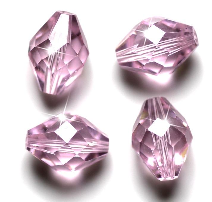 Krystallperler, Austrain-krystall, rosa, bikoner, 6x9,5 mm, 10 stk.