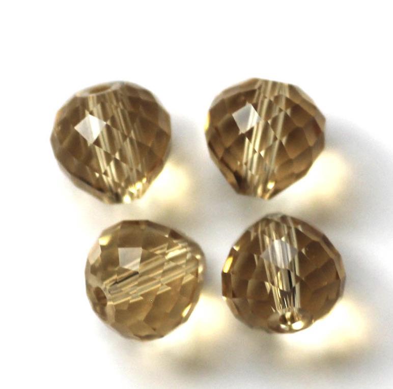 Uniq Perler Enkelt perler og sæt Teardrop 10 mm facetteret krystal perle, gylden 10 stk.