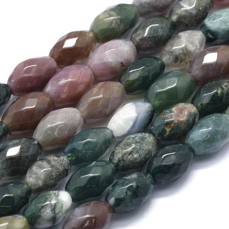 Indian Agate, Rice, Faceted, 12x8mm