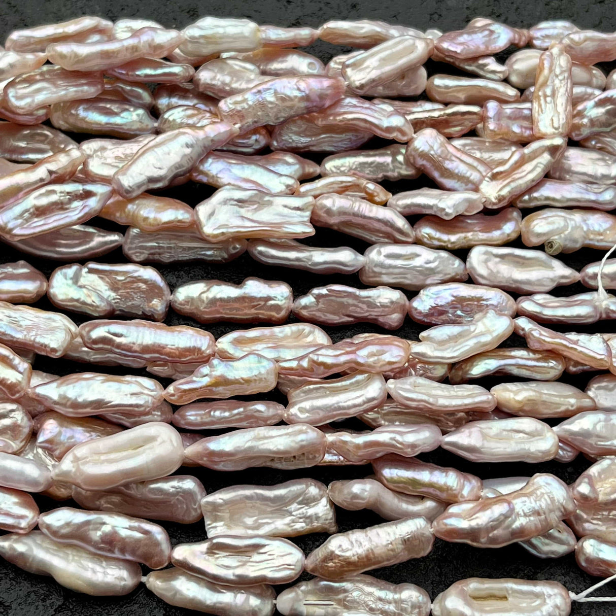 Uniq Perler Ferskvandsperler Rosa Biwa Barok perler, aflange 8x18 mm